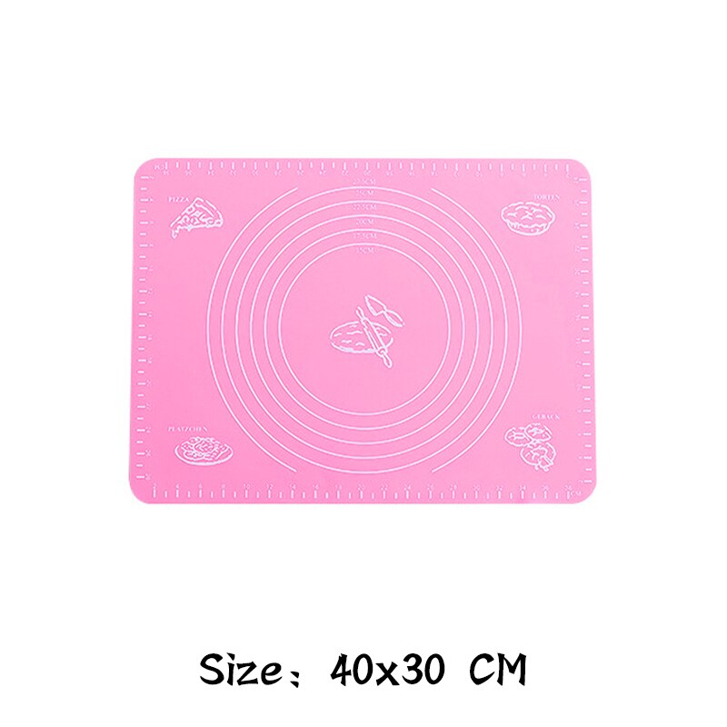 70/64/40Cm Silicone Kneading Dough Mat Nonstick Cookie Cake Baking Mat Fondant Pizza Biscuit Rolling Pad Paste Flour Table Sheet: Pink 40x30cm