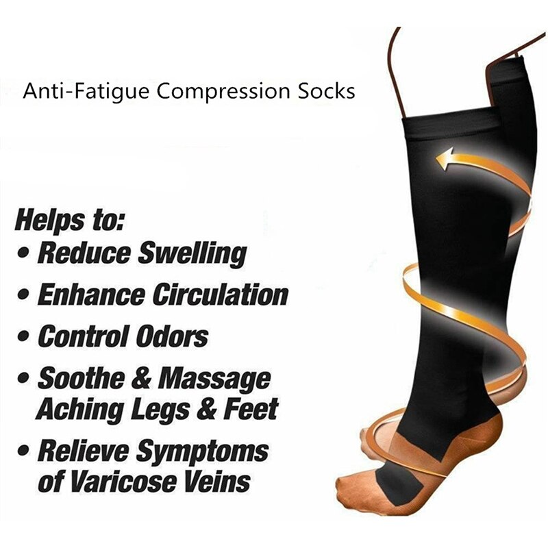 Unisex Compression Stockings Anti Swelling Anti-Fatigue Pure Color Compression Socks Soft Relief Foot Pain Socks