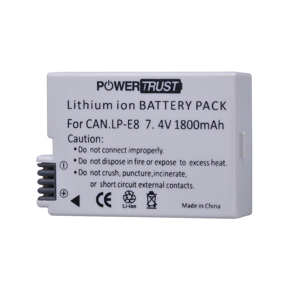 Cargador y baterías de LP-E8 de 1800mAh para Canon LP E8, Compatible con Canon EOS Rebel T3i T4i T5i EOS 600D 650D 700D Kiss X4 X6: 1x Battery