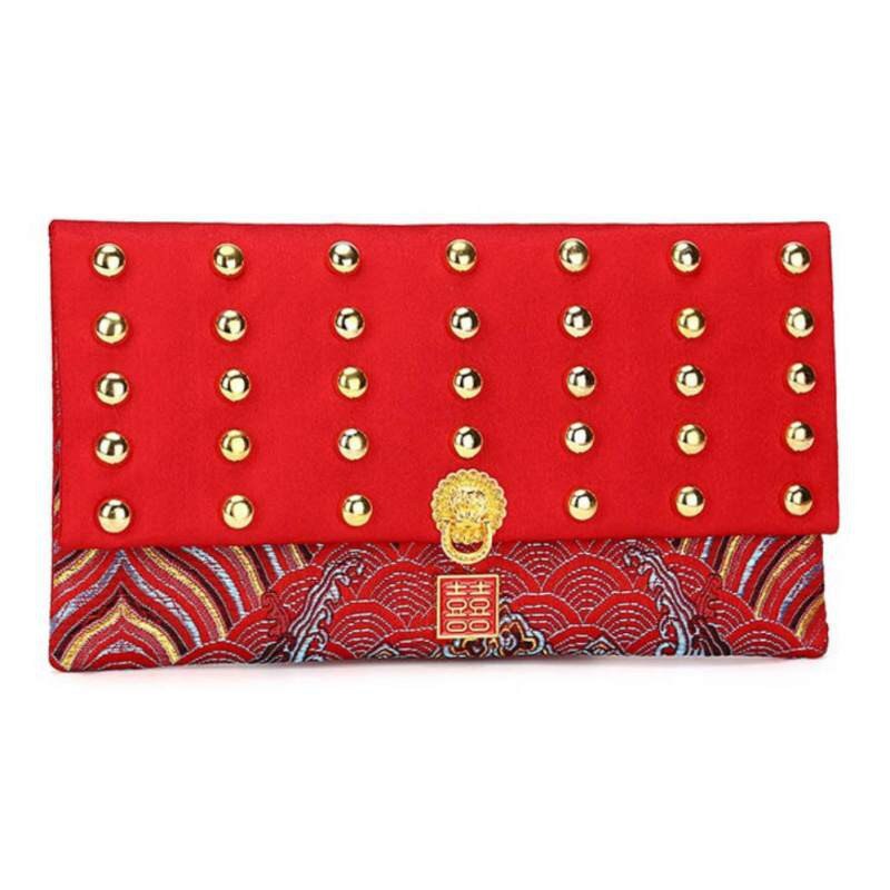 chino tradicional brocado monedero bolsa joyería bolsa bordado organizador bolsillo para Festival de boda: 3