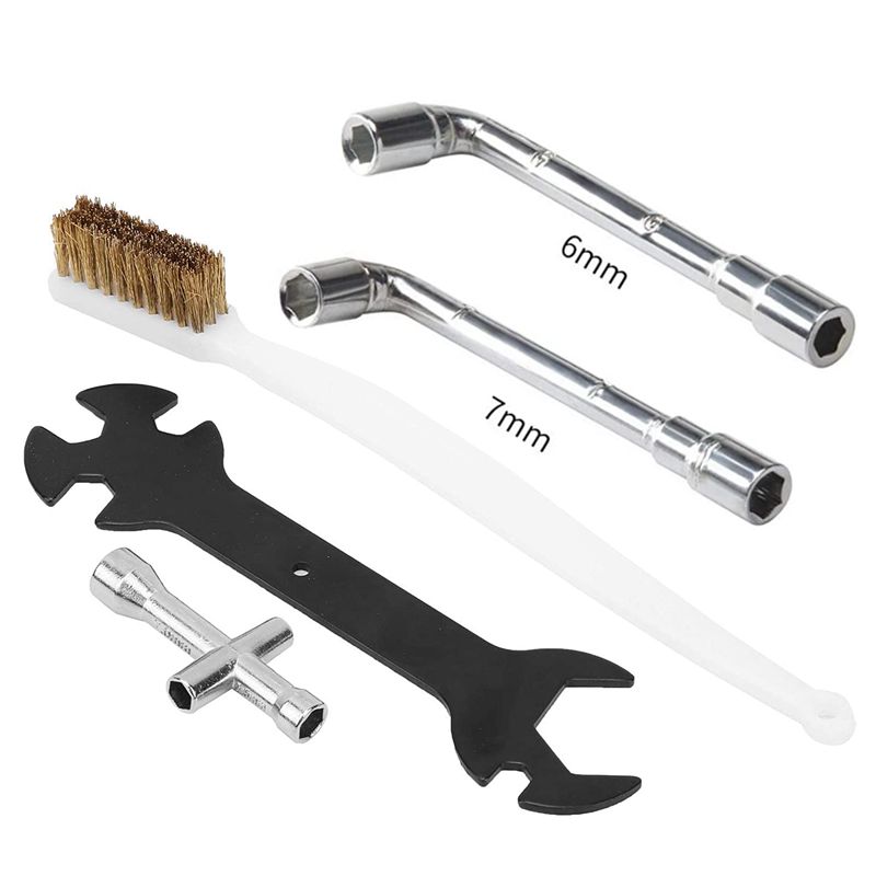 4Pcs 3D Printer Cleaning Tool 5 In 1 Wrench + Mini Cross Socket + Nozzle Brush +6mm/7mm L Spanner for Ender 3 E3D / MK8 / MK10