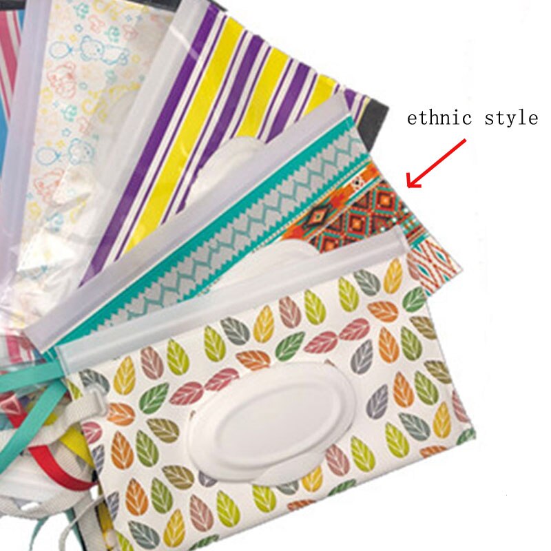 Easy-transport de lingettes, boîte de lingettes pour bébés, sac de lingettes humides, conteneur Portable, pochette de cosmétiques: ethnic style