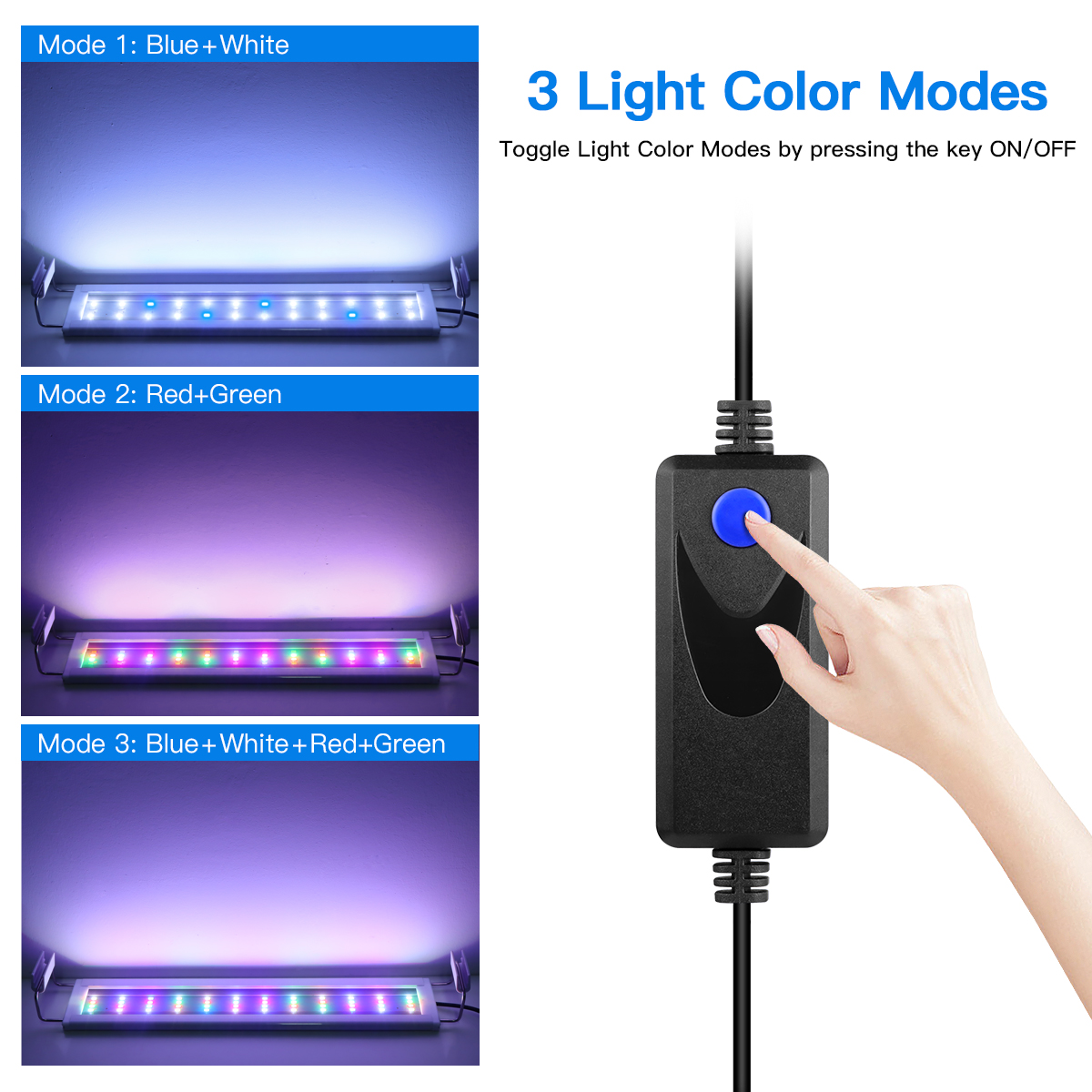 Aquarium LED Light Tube Lamp RGB Fish Tank Lights Indoor Full Spectrum Aquatic Plant Grow Lamp Decor with EU Power Plug 220V