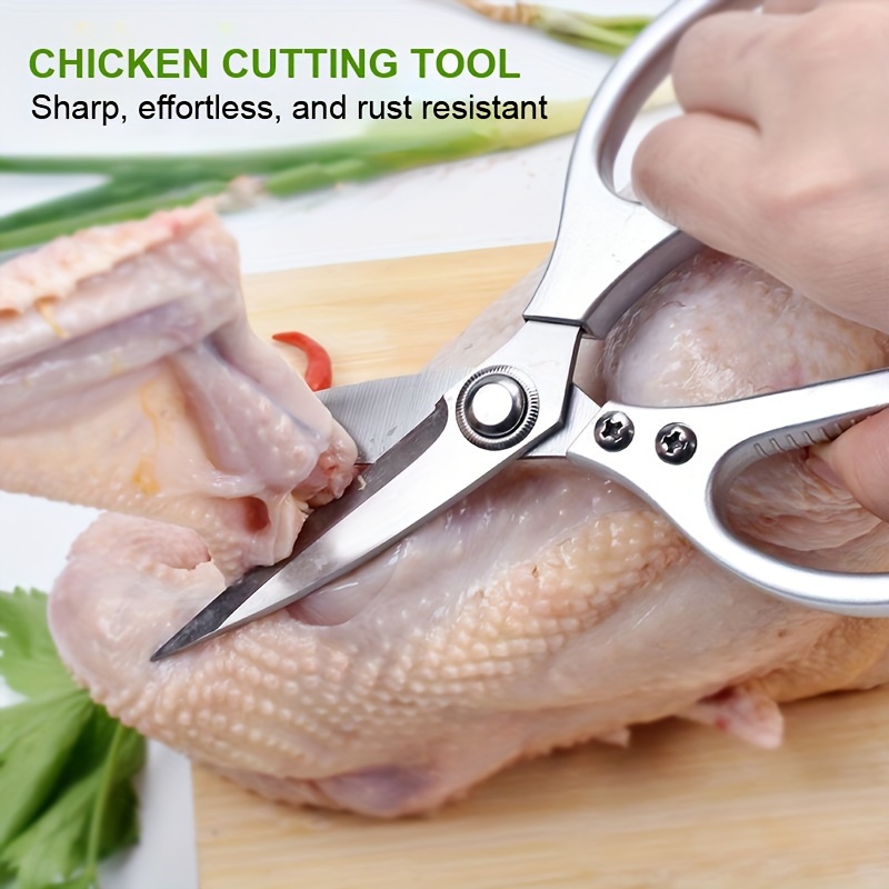 1pc multifunktionelle køkkensakse i rustfrit stål - kraftige fjerkræsakse med komfortabelt greb i aluminiumslegering til forbehandling af fødevarer