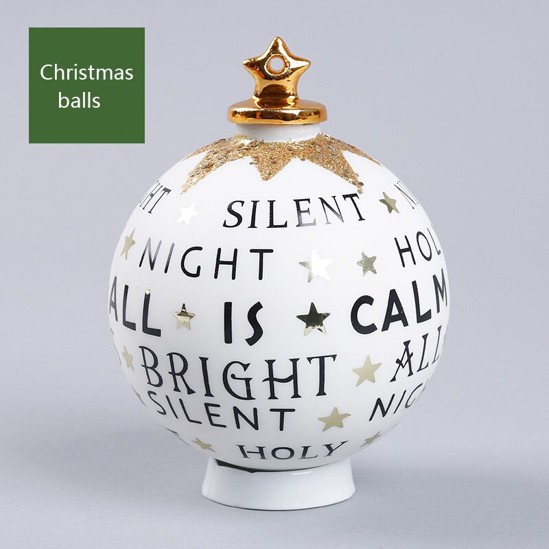 Glas julkula keramiska fest ornament tecknade brev mönster samling hantverk hemdekorationer