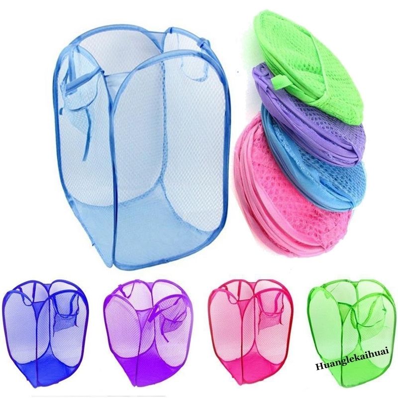 Panier à linge en maille Pop-Up | Panier à linge pliable, panier de lavage, panier de rangement de jouets en tissu,