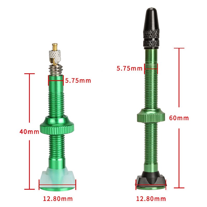 Válvula para bicicleta de carretera, 1 par de neumáticos sin cámara, sellador sin cámara de aleación Compatible con boquilla de vacío, 40/60mm