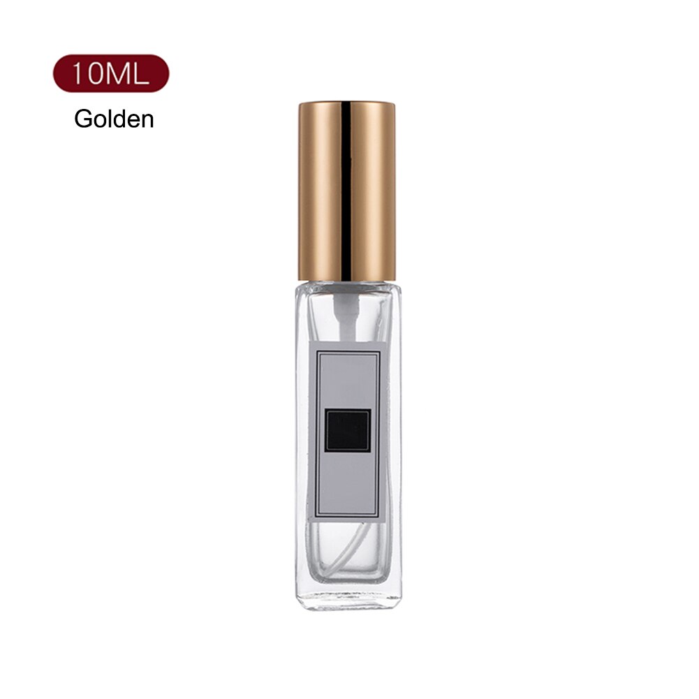 Tom påfyllningsbar portabel parfymflaska resande glasspray atomizer genomskinlig parfymbehållare: Gyllene 10ml
