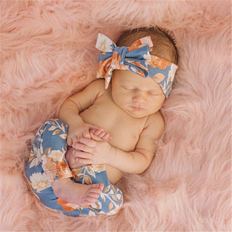 Pudcoco Baby jungen Mädchen Blumen- hosen bebe freundlicher jungen mädchen blume lässig Kleidung BöHöhle Gamaschen Hosen Hosen + Stirnband
