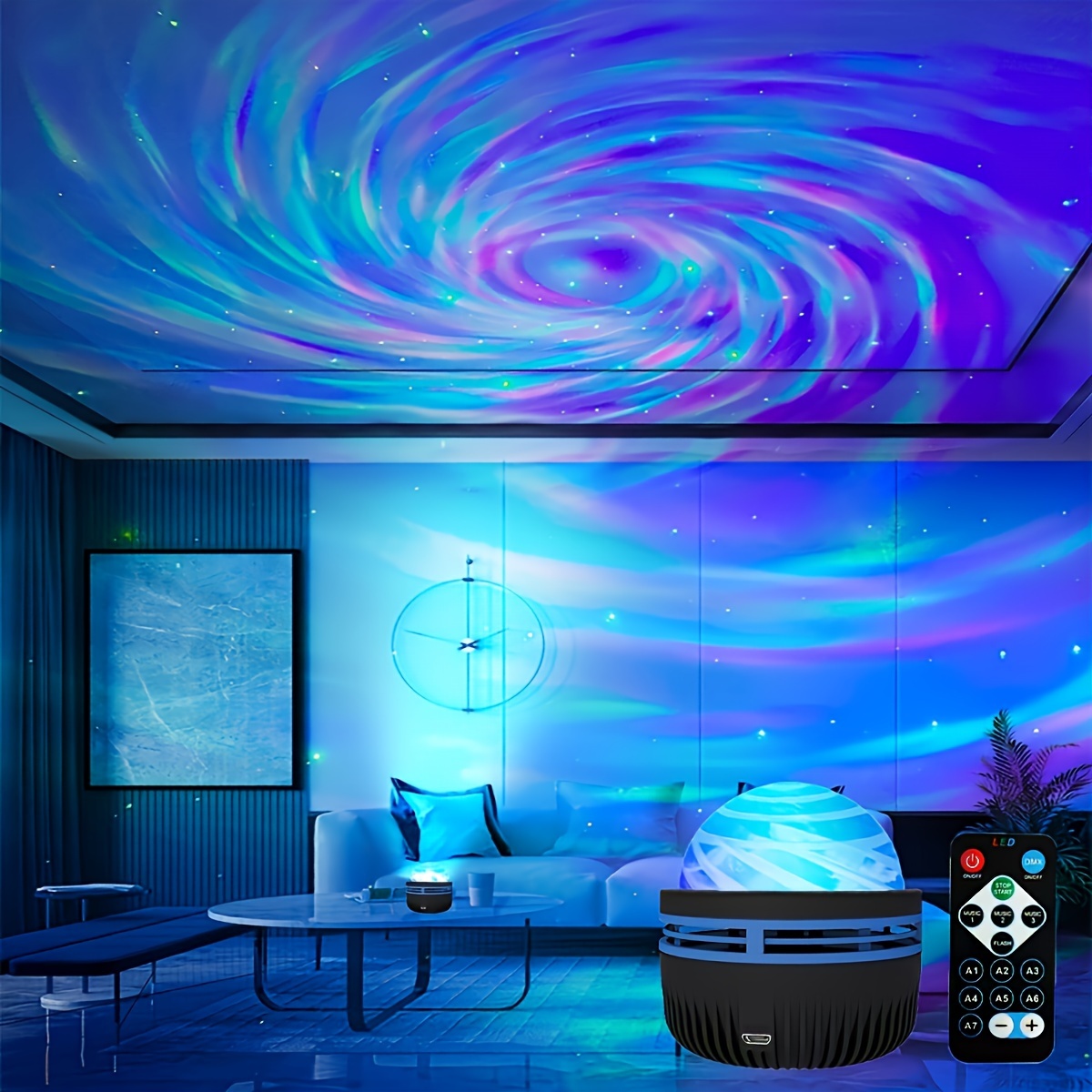 LED Sternennachtlicht Fernbedienung Rotierende Galaxy Aurora Projektionslampe USB Plug-in Star Aurora Lampe für Schlafzimmer KTV Party