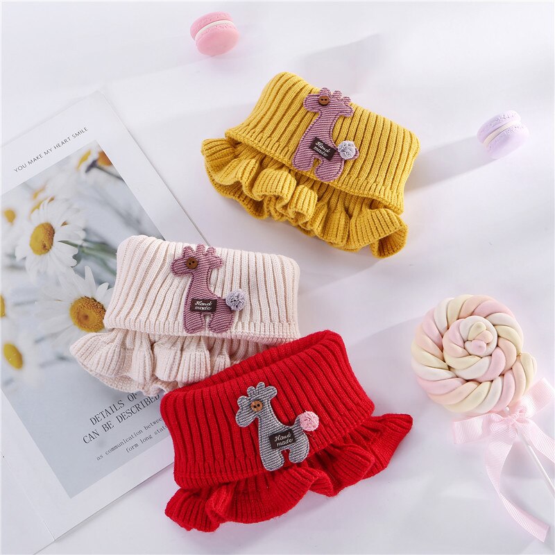 Winter Casual Baby Girls Scarf Children Knitted Neck Warmer Boy Cartoon Warmer Crochet Cowl Collar Kids Outdoor Neckerchief