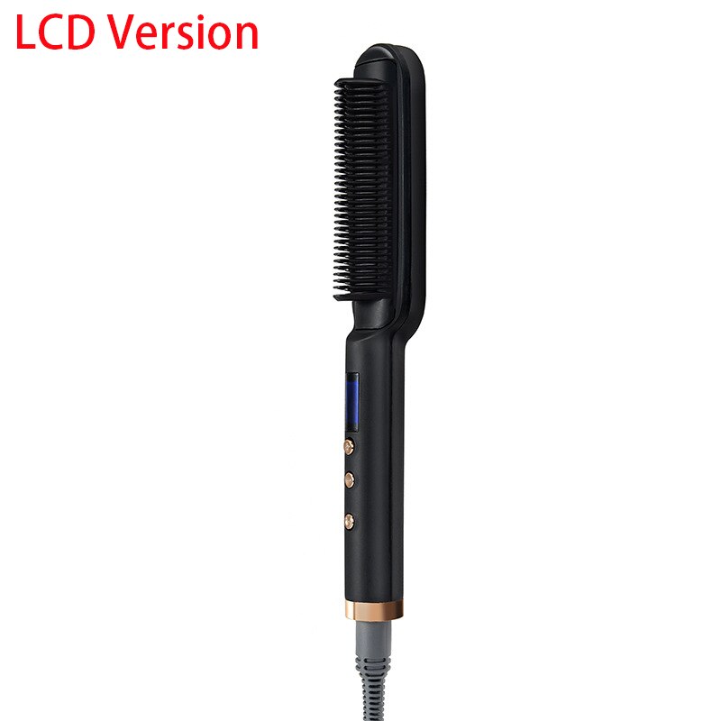 Rechttrekken Verwarming Kammen Mannen Baard Stijltang Keramische Krultang Professionele Verwarmde Kam Elektrische Haar Borstel Stijltang: LCD version Black / EU