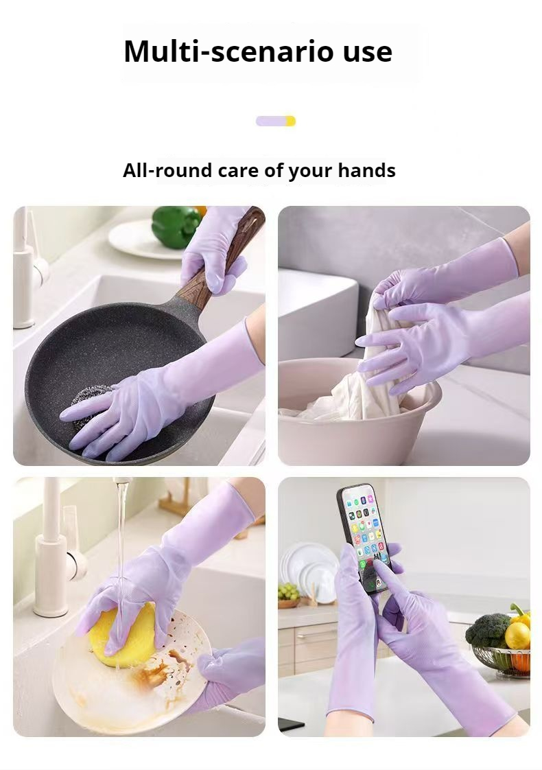 Household Gloves Non-slip Nitrile Gloves Kitchen Garden Laundry Dishwash Gloves Food Grade Protect Reuse