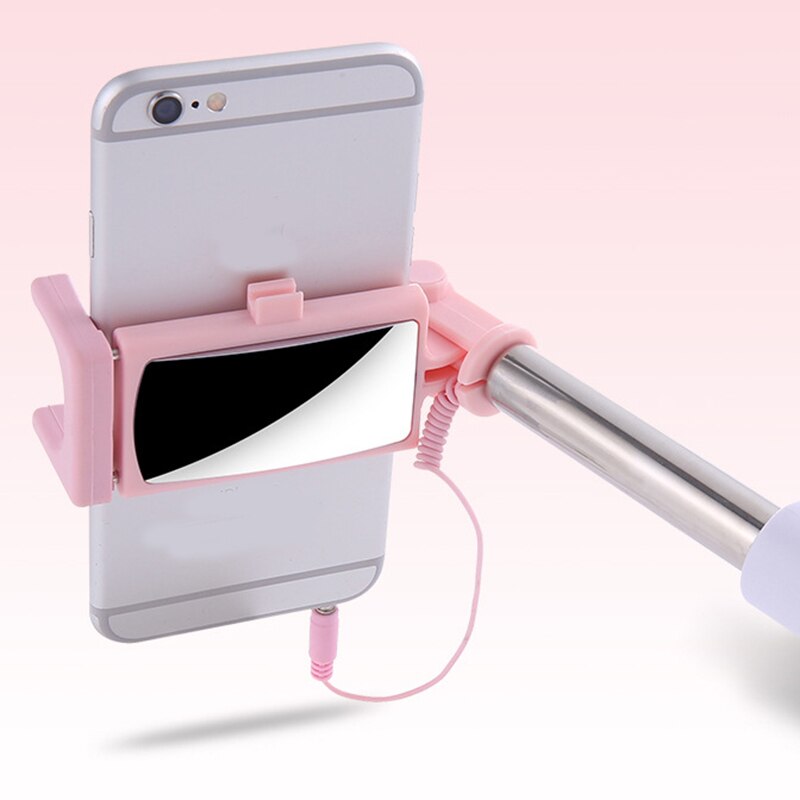 Mini palo de Selfie Universal extensible para teléfono, con cable remoto y espejo retrovisor, novedad