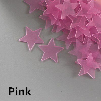 100Pcs 3D Lichtgevende Sterren Stippen Muursticker Kids Slaapkamer In De Dark Sterren Glow Muurstickers Sterren: pink