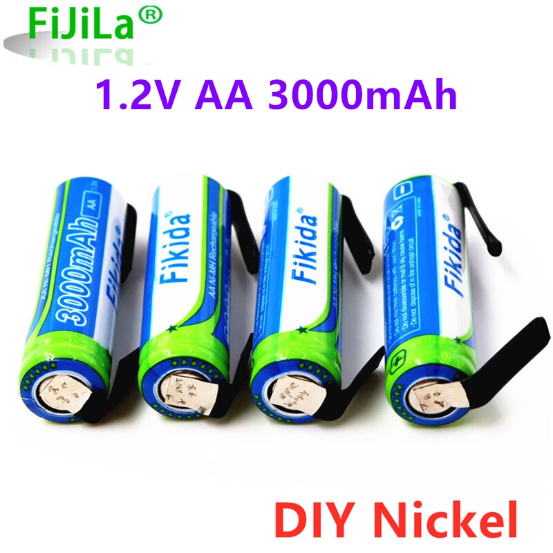 100% 1.2V AA Rechargeable battery 3000mAh AA NI-MH cell pack with tabs pins for Braun electric shaver toothbrush+ DIY Nickel