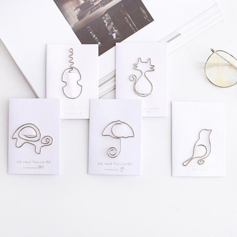1pc dessin animé Animal trombone forme métal argent signet Message dossier Graduation bureau apprentissage papeterie
