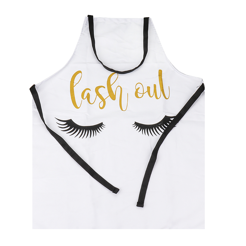 Bronzing Eyelash Pattern Grafted false eyelash Apron Women Adult Home Cooking Baking Cleaning Aprons Bibs Kitchen tools: GRAY