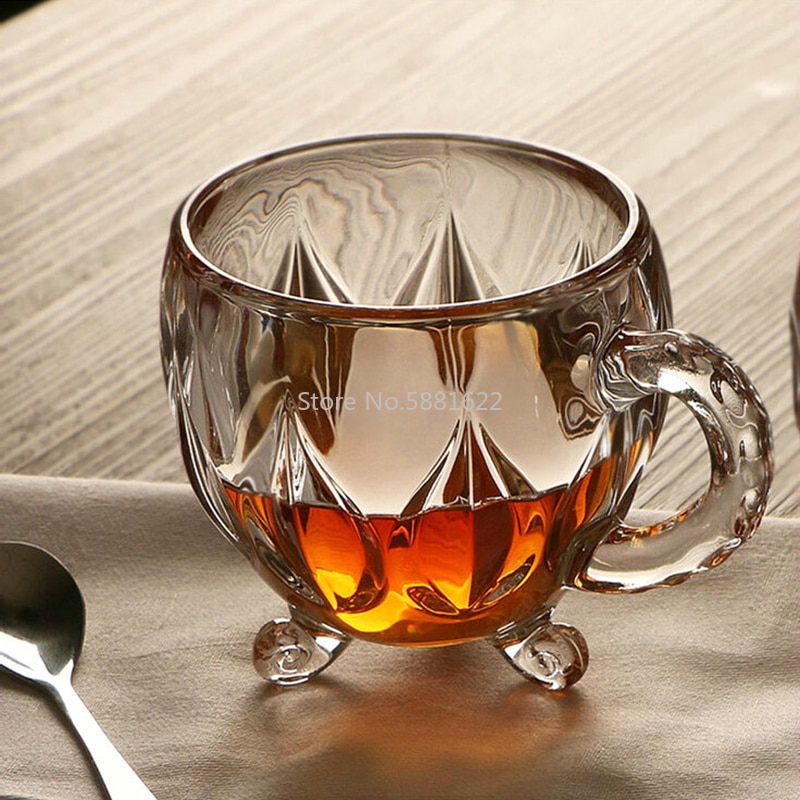 210ml kristallglas te kaffe vatten kopp transparent kopp hem mjölk blomma te juice glas koppar mugg med handtag för