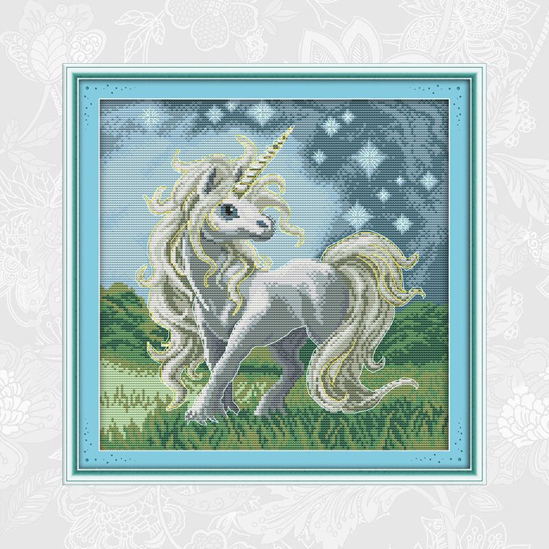 Joy Sunday Unicorn Series Embroidery 11CT Printed Fabric 14CT Canvas DMC Counted Chinese Cross Stitch Kits Crafts Home Decor