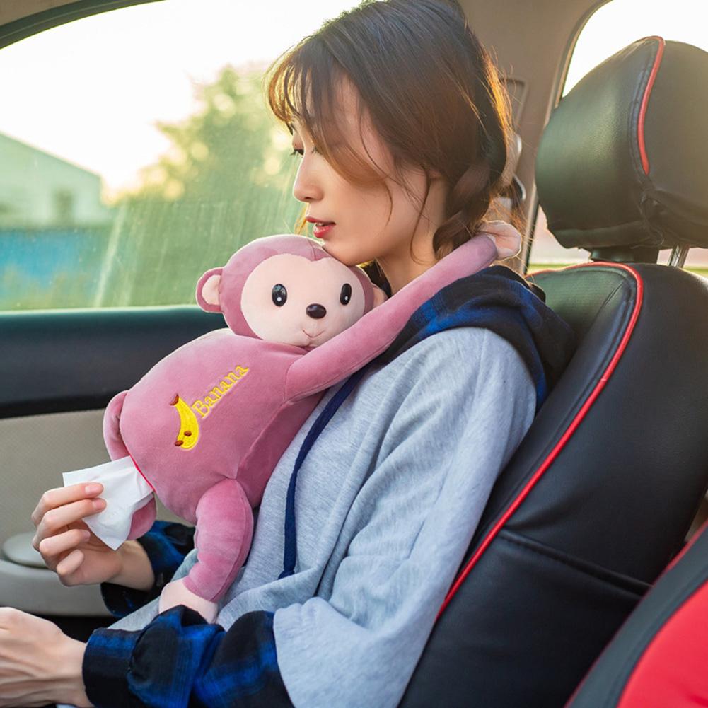 Plush Hanging Monkey Tissue Box Doll Toy Car Paper Towel Pumping Set Tray Ornamental and Practical Integration Nice