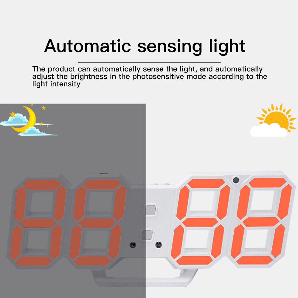 3d ledede usb-opladning digital ur alarm ur elektroniske digitale ure væg horloge boligindretning kontor bord skrivebord ur
