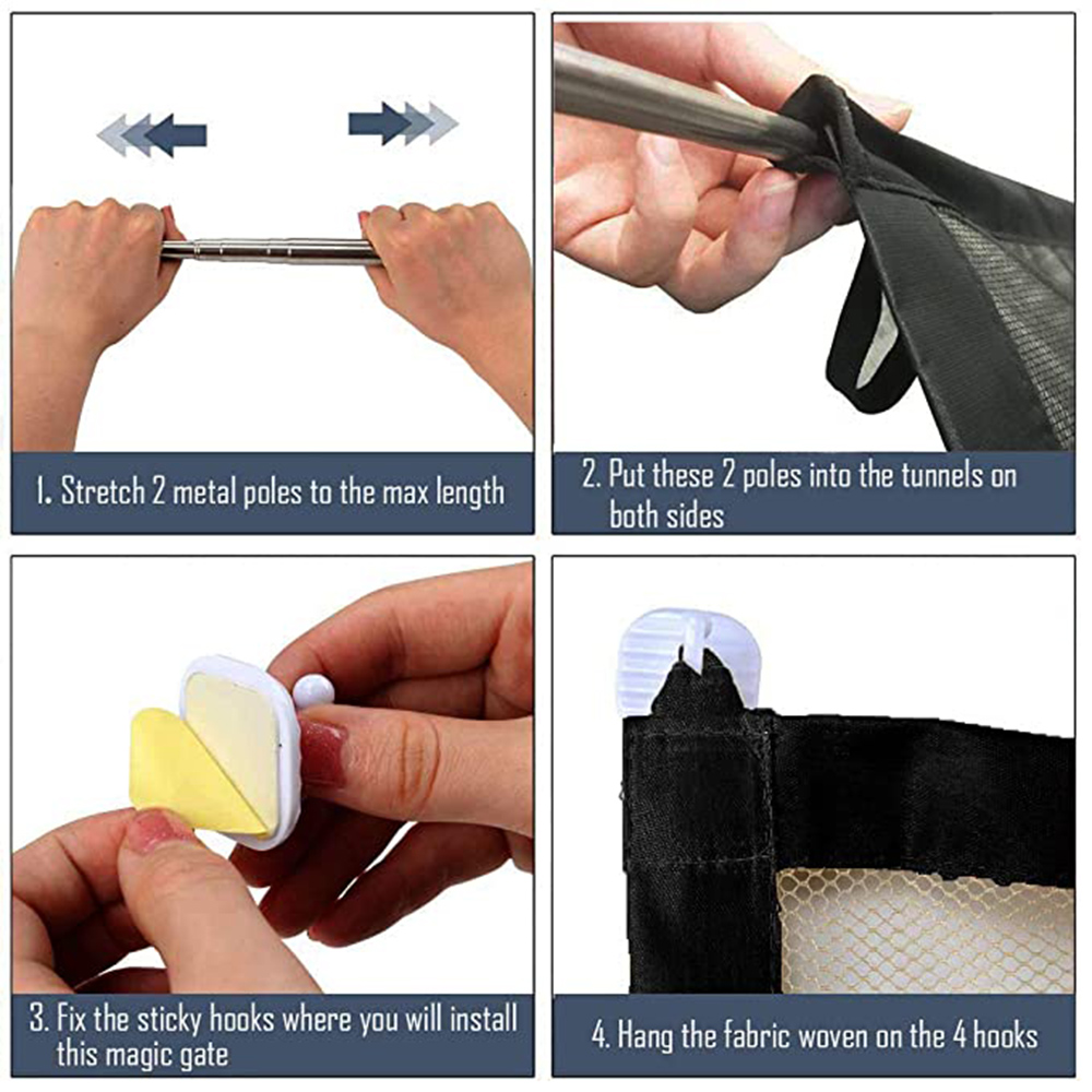Portail magique en maille pour chiens | Portail pliable pour animaux de compagnie, portail de sécurité en gaze isolée, protection pour l'intérieur et l'extérieur DMLA01