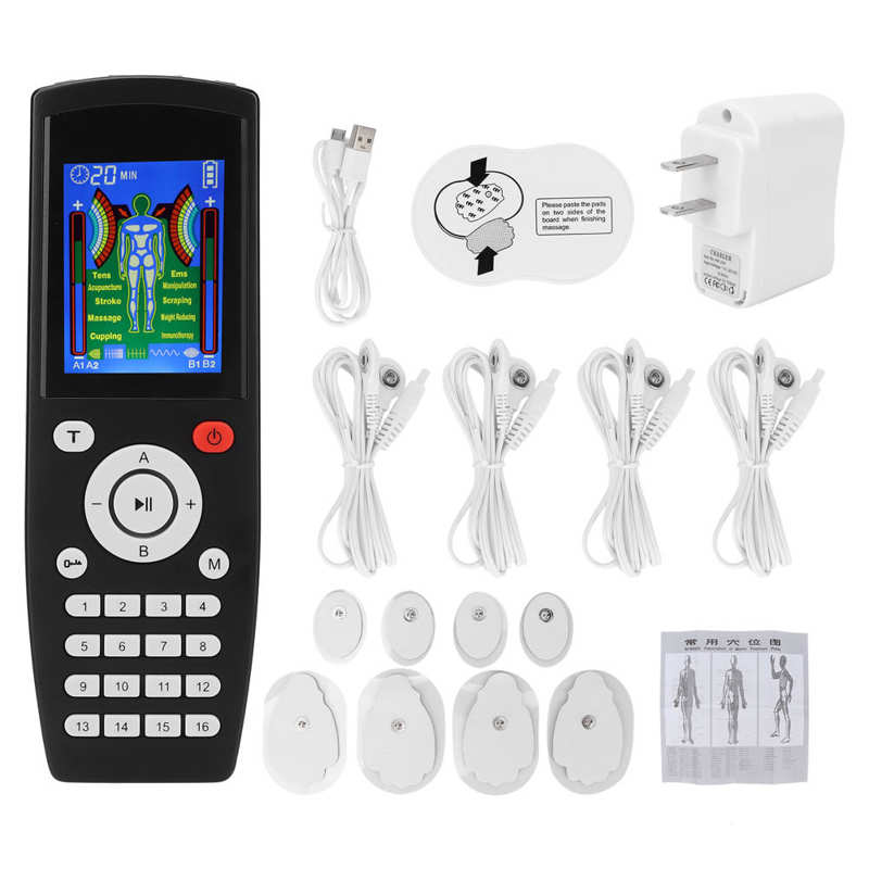 Elektronische Puls Stimulator 16 Modes Dual Output 4 Kanalen Tientallen Stimulator Voor Full Body Massage: U.S. regulations