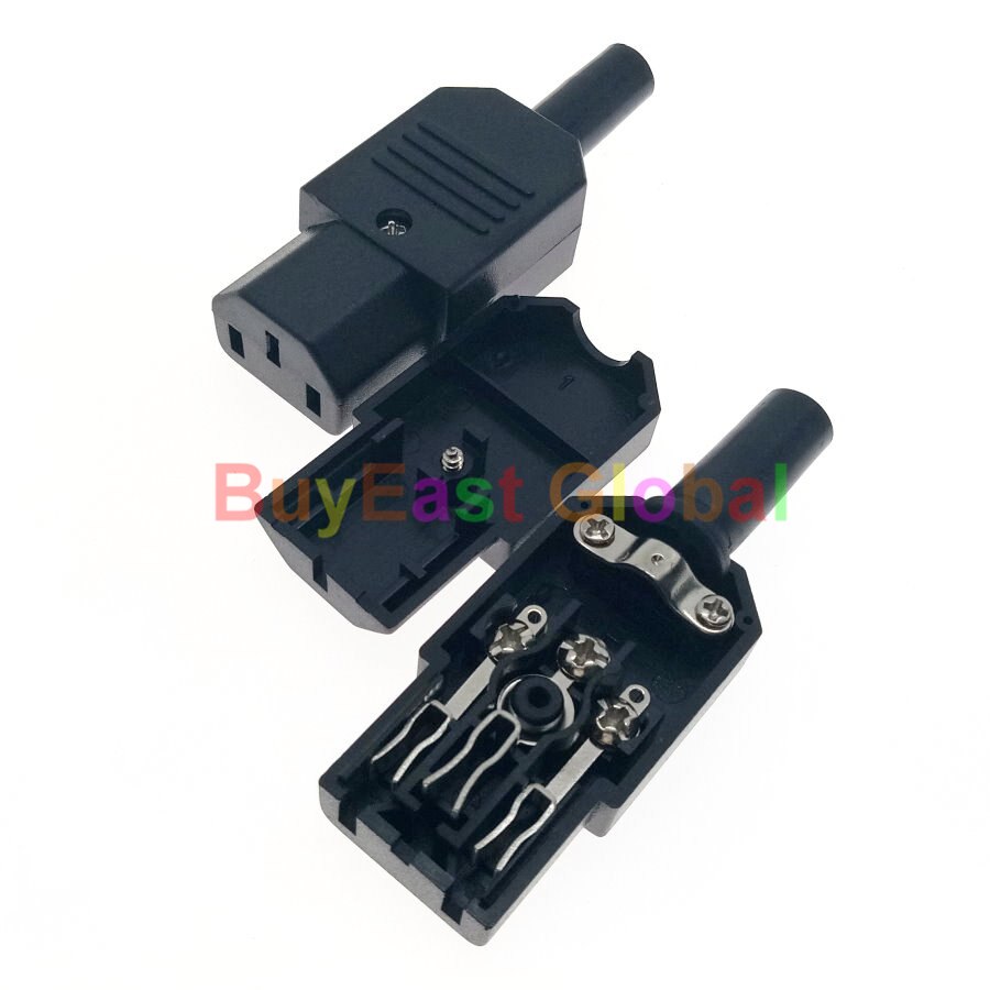 IEC C14 Male Plug, C13 Female Receptacle Rewireable PDU PSU Connector AC100~250V 10A