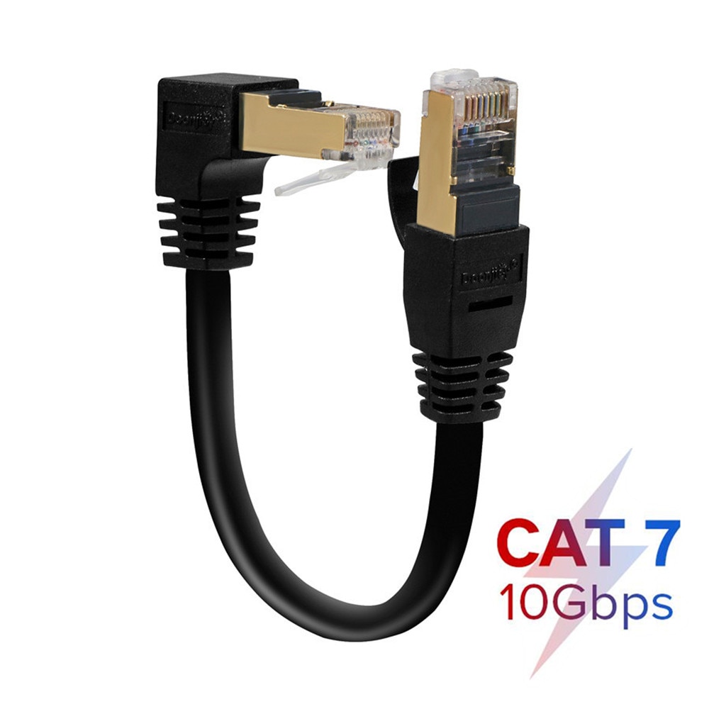 Cat7 kabel Ethernet RJ45 SFTP kabel krosowy 90 stopni kąt prosty do sieci komputerowe laptopa Modem Router 0.3m przewód Lan