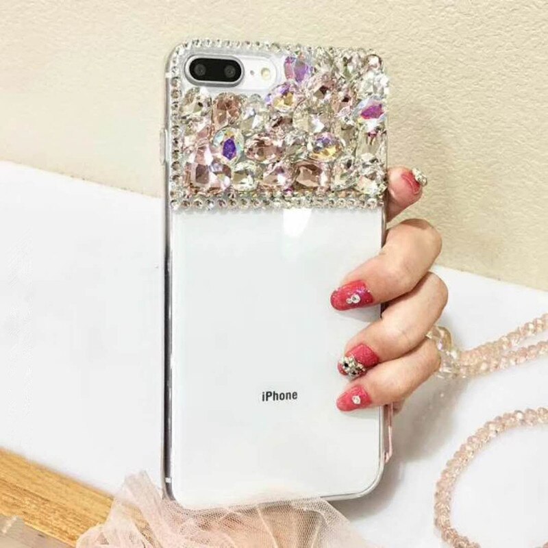 XSMYiss Bling Jewelled Rhinestone Crystal Diamond Soft Back Phone Case Cover For iphone X 5 5S SE 6 6s 7 8 Plus XR Xs Max