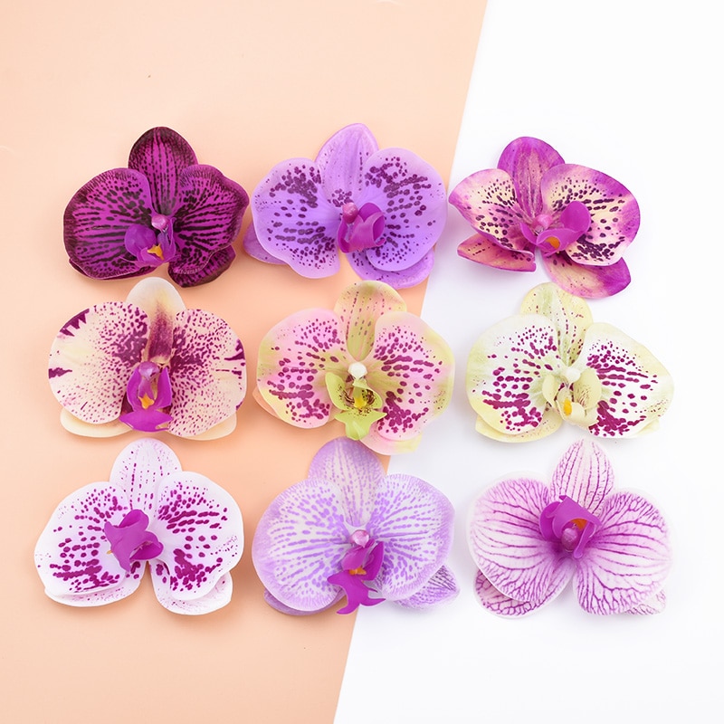 2 Pcs 3D Zijde Vlinder Orchidee Decoratieve Bloemen Kransen Kunstmatige Bloemen Voor Thuis Bruiloft Decoratie Diy Bloem Muur
