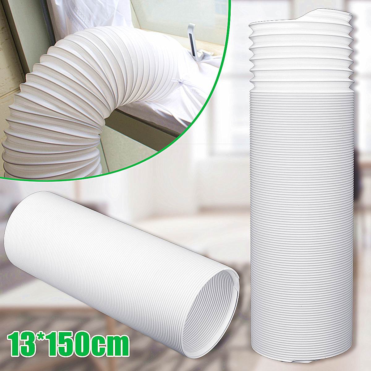 130/190cm Portable Air Conditioner Accessories Adjustable Window Air Seal Auto Lock Air Outlet Exhaust Vent Pipe Hose Connector