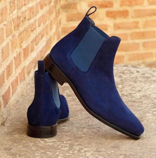 Herresko håndlavede støvler i imiteret ruskind med lav hæl stilfulde afslappede slip-on chelsea støvler zapatos 4 m 890: 43