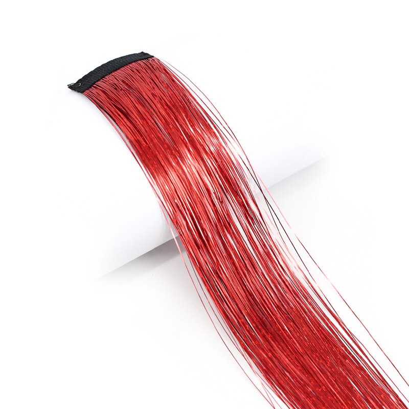 16 colors Glitter Hair Extensions Sparkle Hair Tinsel with Clip Highlights False Hair Strands 1pc Clip In Bling Hair: 12
