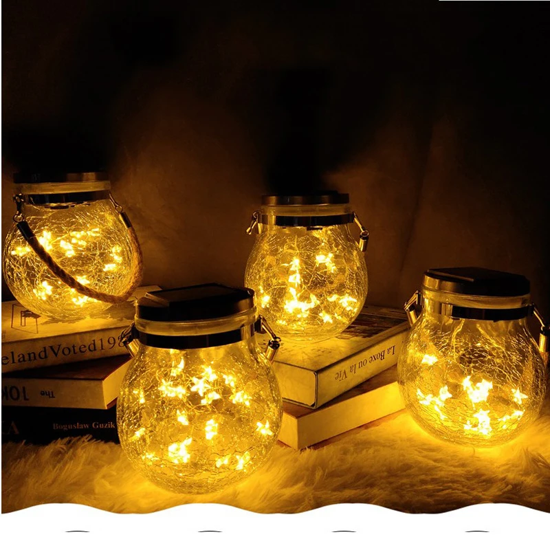 Guirnaldas de luces LED solares, bola emergente, tapa de botella de vidrio, decoración navideña para jardín al aire libre, lámpara de tarro de albañil, luz de deseos 2024: Color blanco cálido / 6-10 W