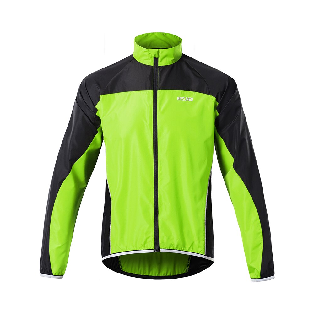 ARSUXEO Männer Winddicht Wasserdicht Reflektierende Radfahren Jacke MTB Bike Windjacke langarm Leichte Sport Kleidung: green / L
