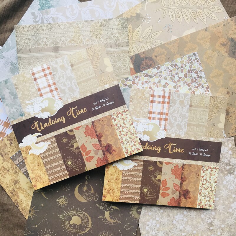 36 sheets 6"X6" 230gsm Time patterned paper Pad DIY Scrapbooking paper pack handmade paper craft Background pad Alinacraft
