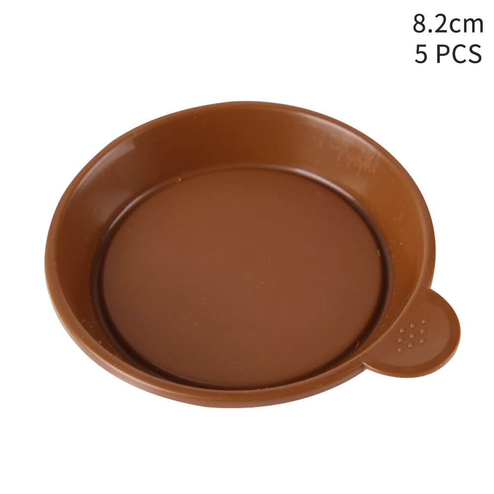 5pcs Solid Indoor Outdoor Round Flower Pot Home Garden Balcony With Handle Waterproof Durable Container Drip Tray Plant Saucer: Coffee 8.2cm