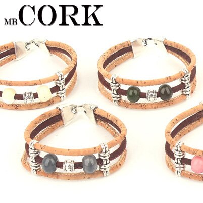 Perles en céramique de liège naturel femmes bracelet fait main original femmes bijoux en bois BRW-026