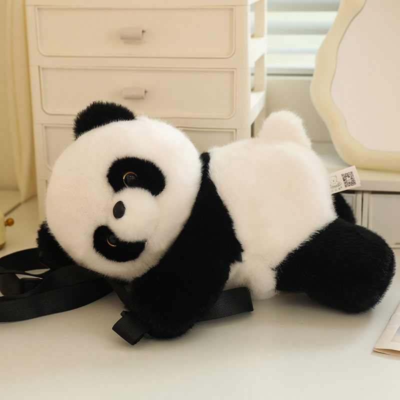 Pulsera de peluche con forma de Panda pequeño para niñas, muñeco de peluche de animales Kawaii, bolsa de decoración: Blanco