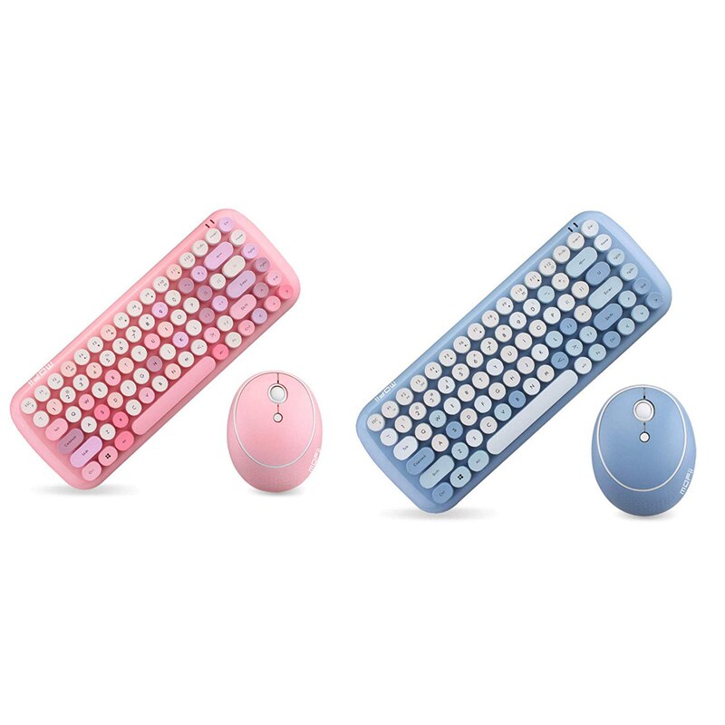 MOFII Ferris Hand Office Mini Wireless Keyboard and Mouse Set Round Keycap Girl Heart Mixed Color Wireless Keyboard and Mouse