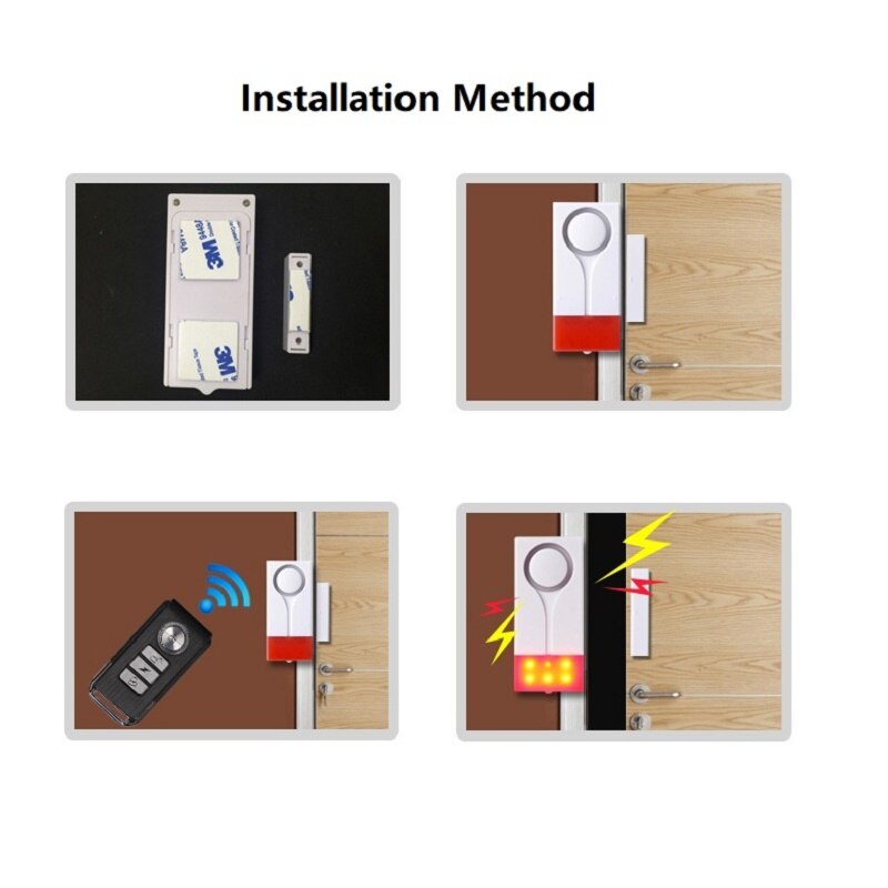 Darho Rode Flash Home Security Bel Met Geluid Venster Deur Magneet Sensor Detector Draadloze Alarm Systeem + Afstandsbediening