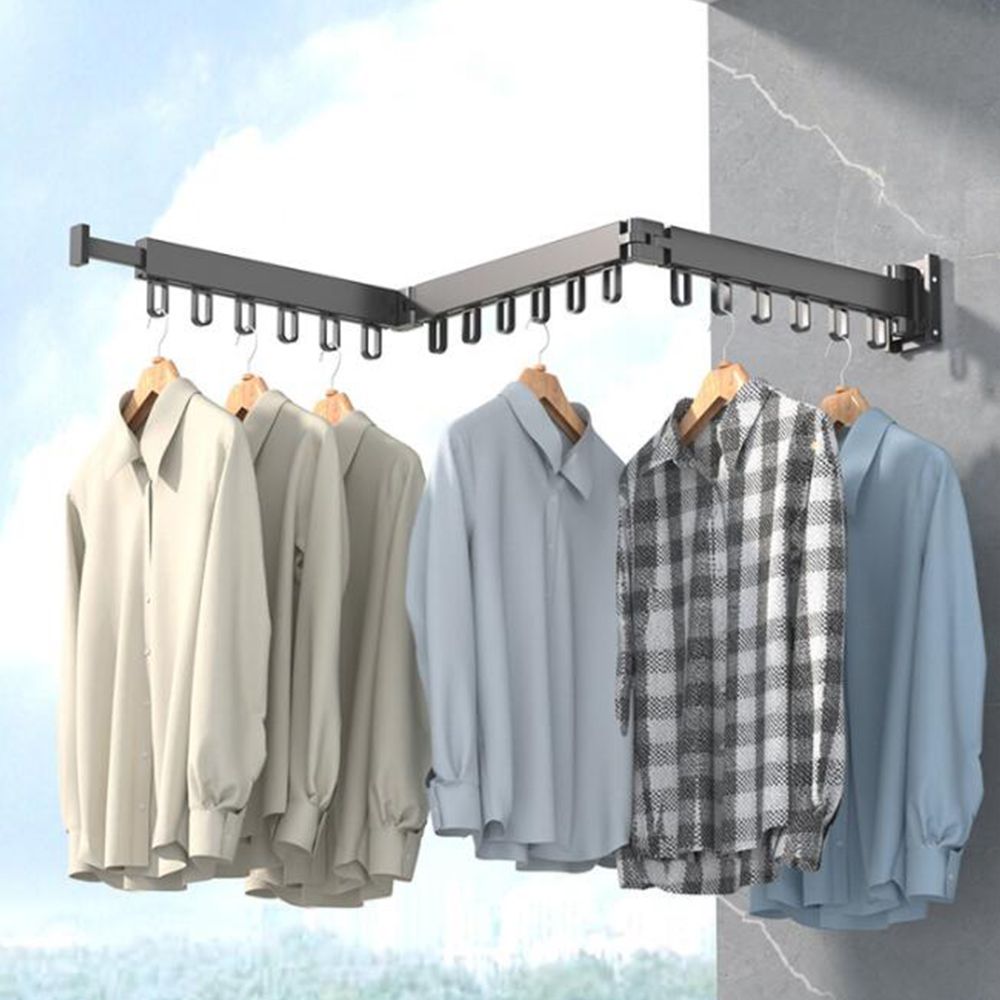 Retractable Folding Clothes Hanger Wall Mount Cloth Drying Rack Home Clothesline Indoor Outdoor Space Saving Clothesline