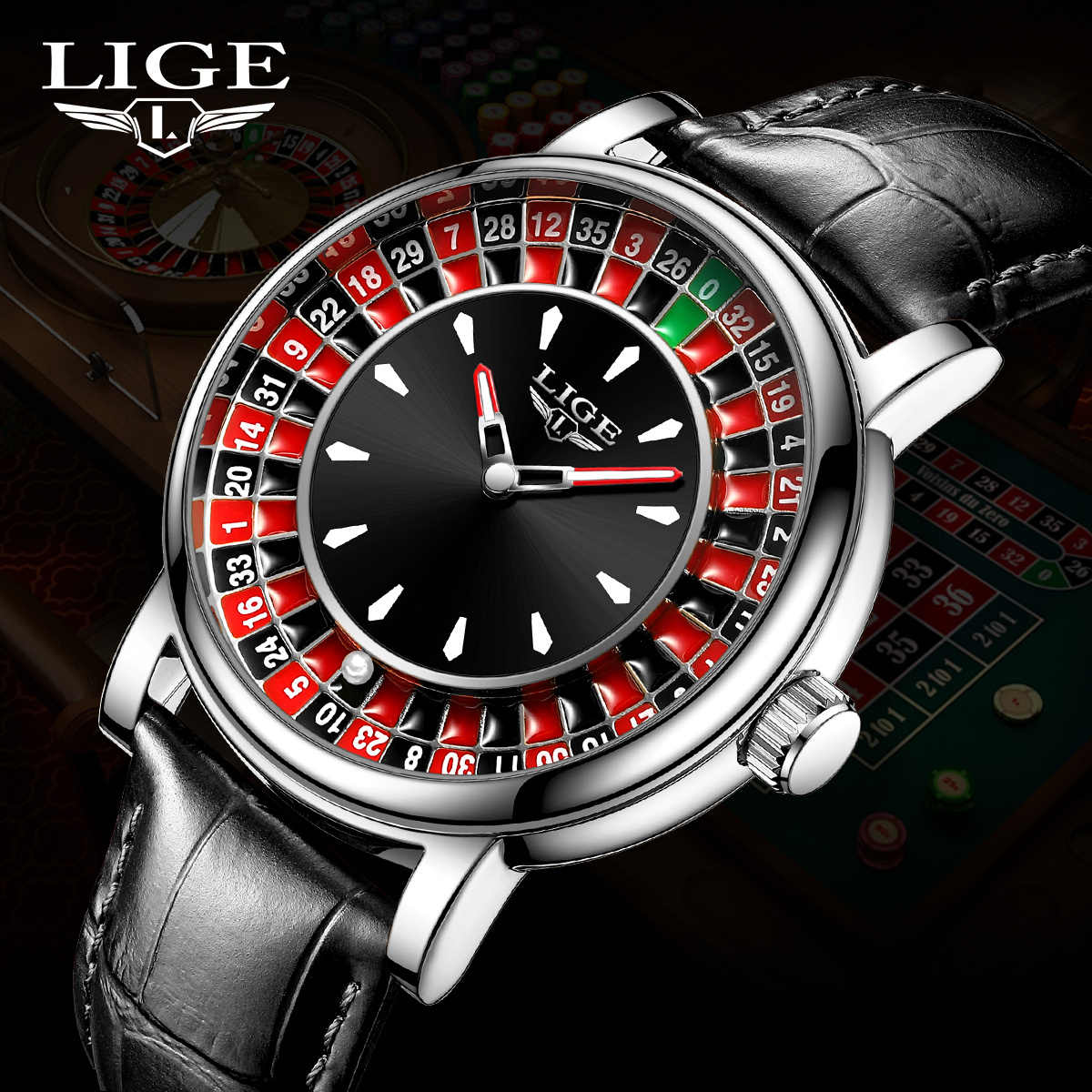 Montre Pour Homme LIGE - Mouvement à Quartz - Bracelet En Cuir - Neuf Avec étiquettes Et Boîte