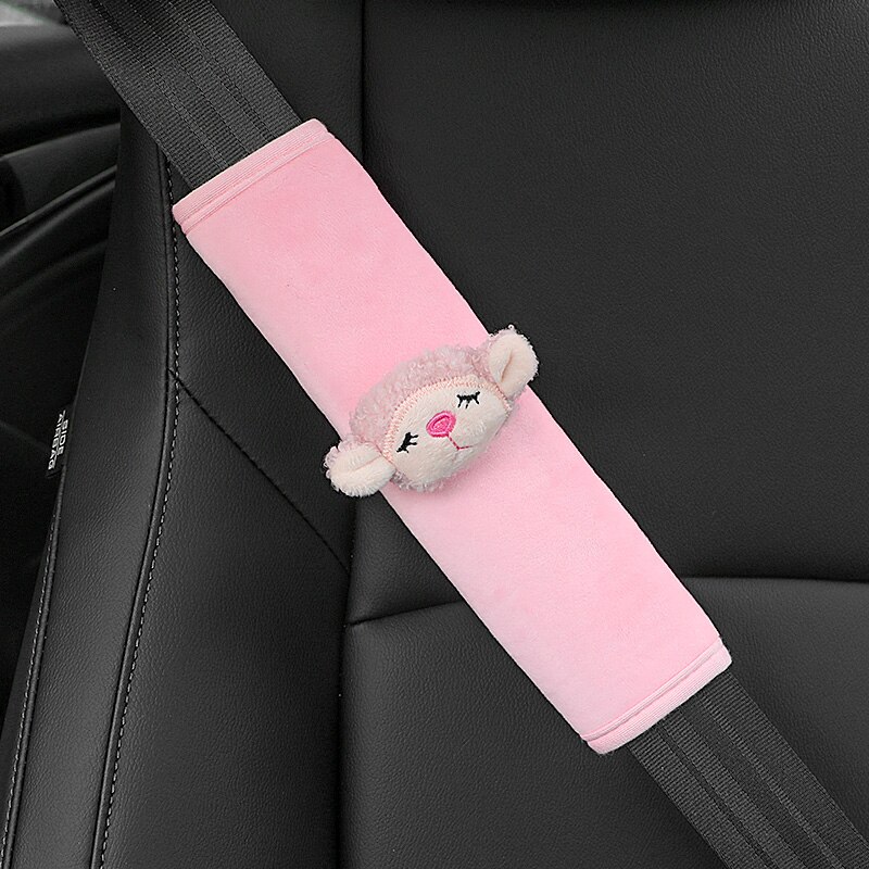 1PC Cute Cartoon Car Seat Belt Cover Shoulder Strap Harness Cushion Children Kids Seatbelt Shoulder Pad Auto Neck Support: pink sheep