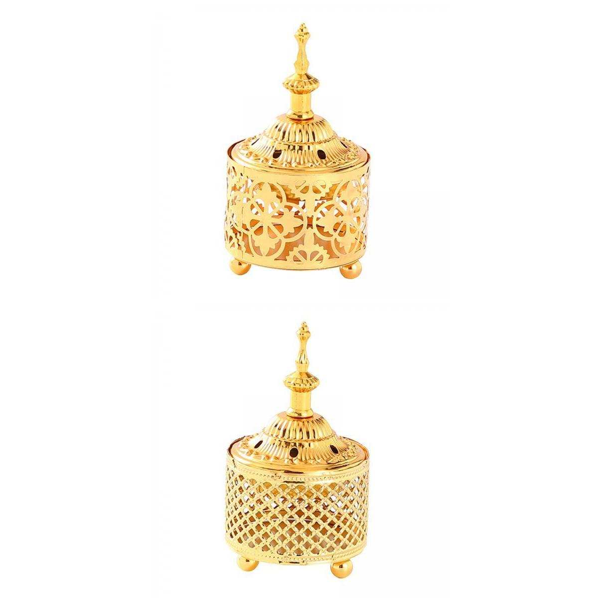 Encensoir islamique au charbon de bois, brûleur d&#39;encens en or, porte-bougie décoratif, 2 pièces