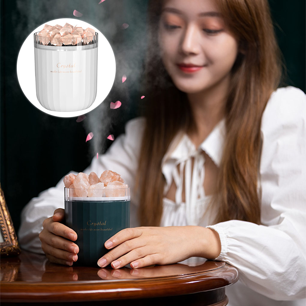 Luftbefeuchter LED hell Nebel Luftbefeuchter Kristall Salz Schall- Aroma Diffusor Nacht Lampe Atomizer