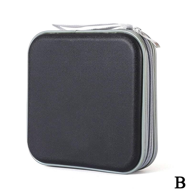 Portátil 40 Uds capacidad de disco CD DVD tamaño monedero bolsa de almacenamiento con manga duro álbum cremallera titular caja de CD caja cuadrada organizador J2X2: B