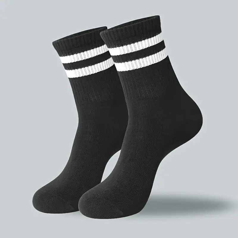 6/10/20 paires de chaussettes mi-tube à rayures neutres, absorbant la sueur, respirantes, douces et confortables, chaussettes de sport et de loisirs pour Couple